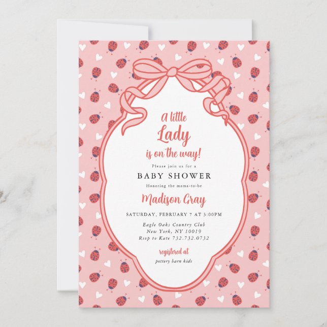 Convite A Little Lady on the Way Baby Shower Invitation (Frente)