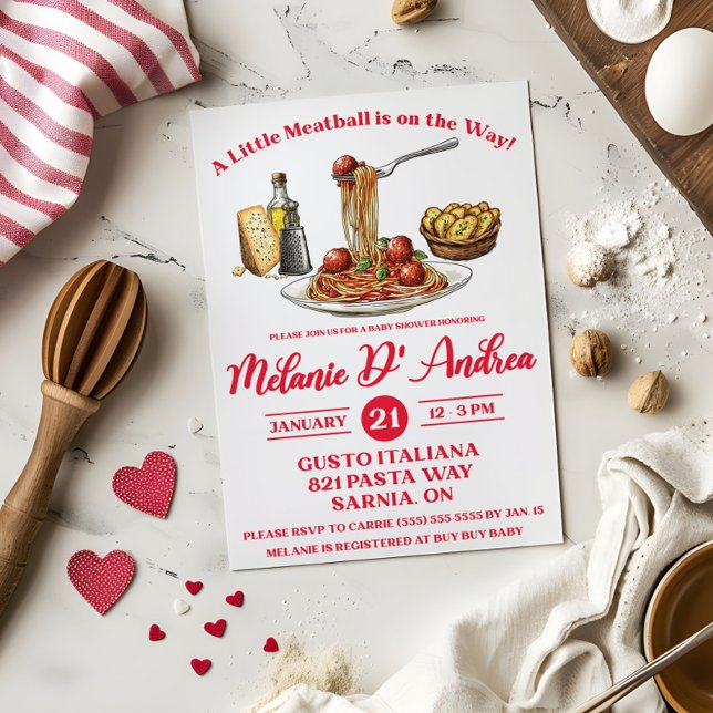 Convite A Little Meatball is on the Way!  Baby Shower (Criador carregado)