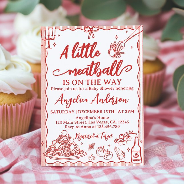 Convite A Little Meatball Italian Baby Shower Invitation (Criador carregado)