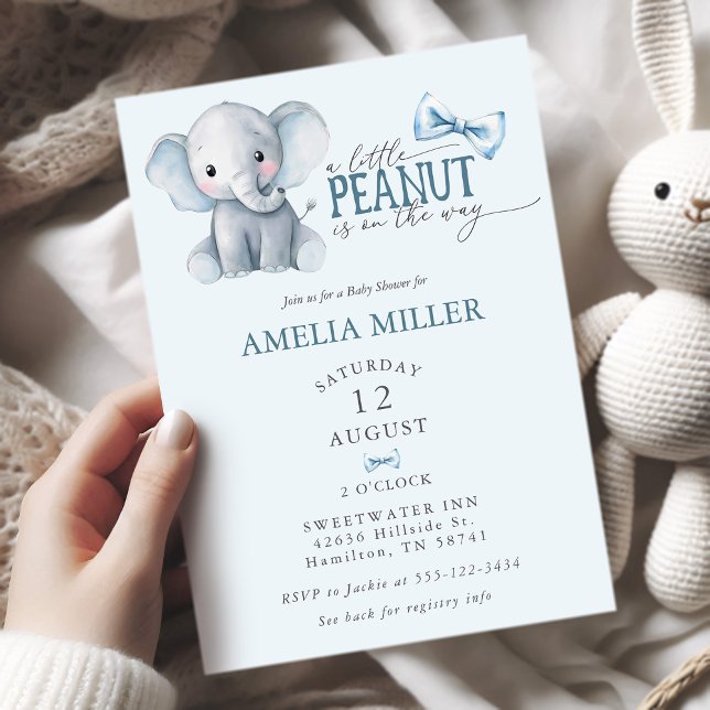 Convite A Little Peanut is on the Way Elephant Baby Shower (A Little Peanut is on the Way Elephant Baby Shower Invitation)