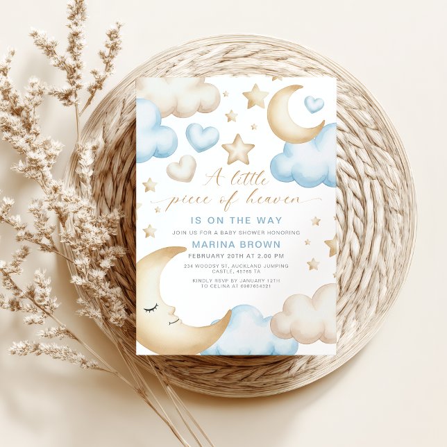 Convite A little piece of heaven is on the way baby shower (a little piece of heaven baby shower invite)