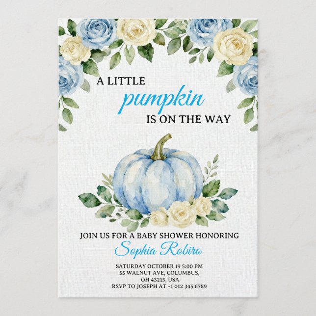 Convite A Little Pumpkin” Baby Shower Invitation  (Frente)