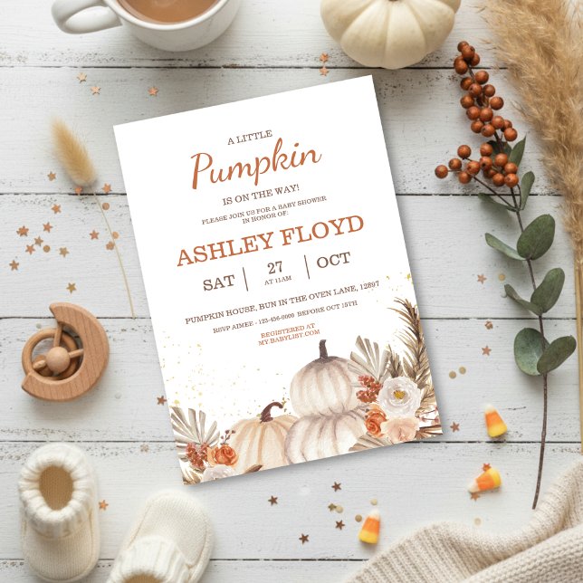 Convite A Little Pumpkin — Boho Halloween Baby Shower (Criador carregado)