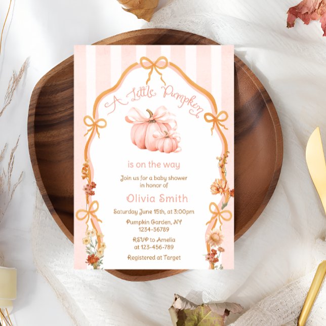 Convite A Little Pumpkin Fall Autumn Floral Baby Shower (Criador carregado)