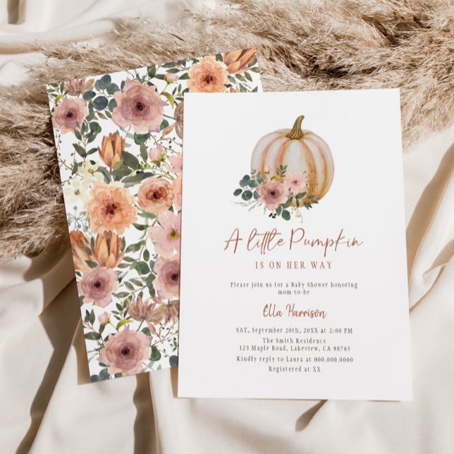 Convite A Little Pumpkin Floral Baby Shower (Criador carregado)