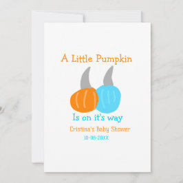 Convite A little pumpkin is on it's way baby shower orange