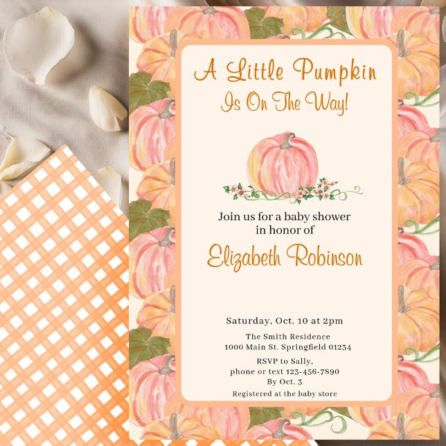 Convite A Little Pumpkin Is On The Way Autumn Baby Shower  (Criador carregado)