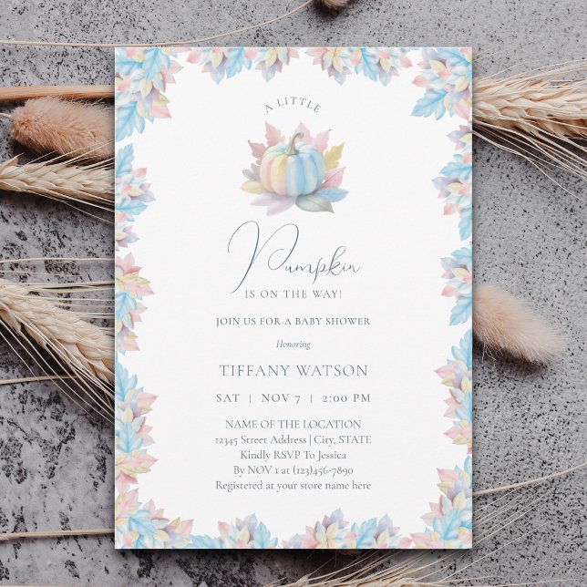 Convite A Little Pumpkin is On The Way Boy Baby Shower (Criador carregado)