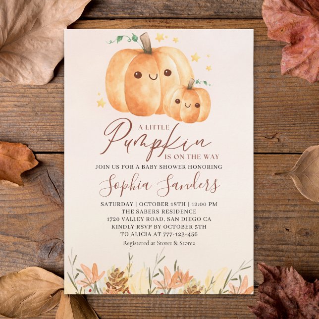 Convite A Little Pumpkin Is on the Way" Fall Baby Shower (Criador carregado)