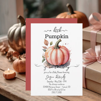 Convite A Little Pumpkin Pink Baby Shower Invitation