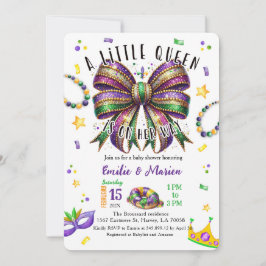 Convite A little Queen is on her way Mardi Gras Invitation