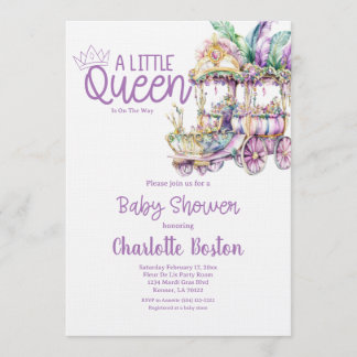 Convite A Little Queen Mardi Gras Float Baby Shower