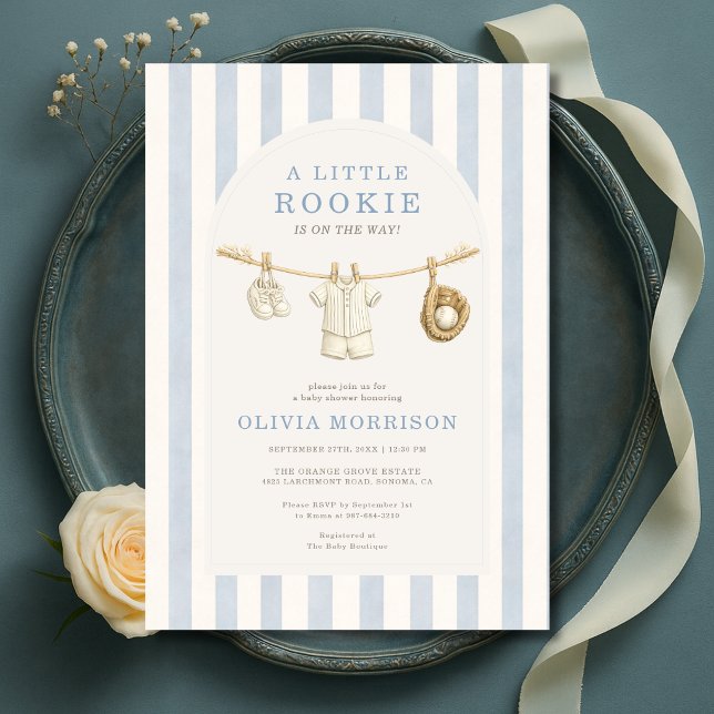 Convite A Little Rookie Clothesline Baby Shower (Criador carregado)