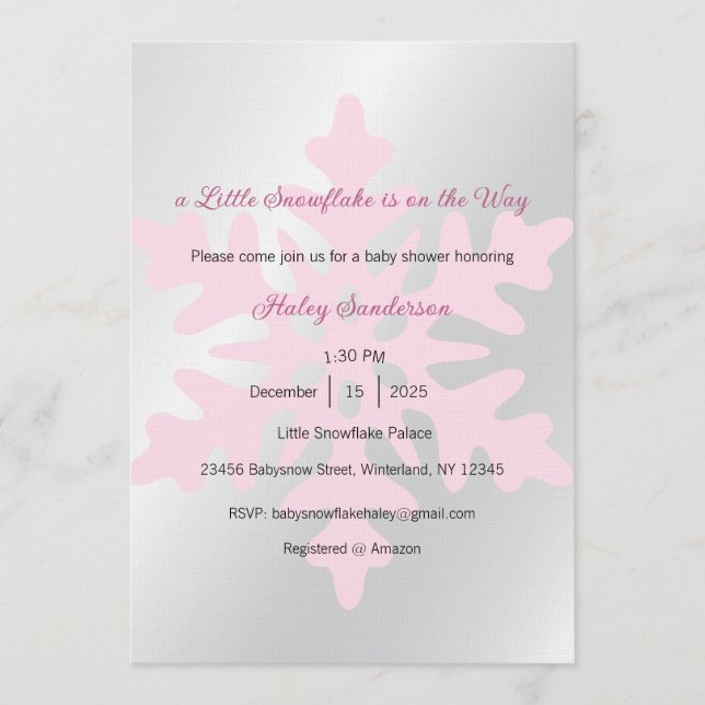 Convite A Little Snowflake is on the Way Invitation, Baby  (Frente)