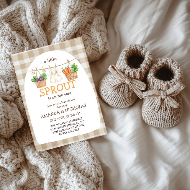Convite A Little Sprout Is On The Way  Baby Shower (Criador carregado)