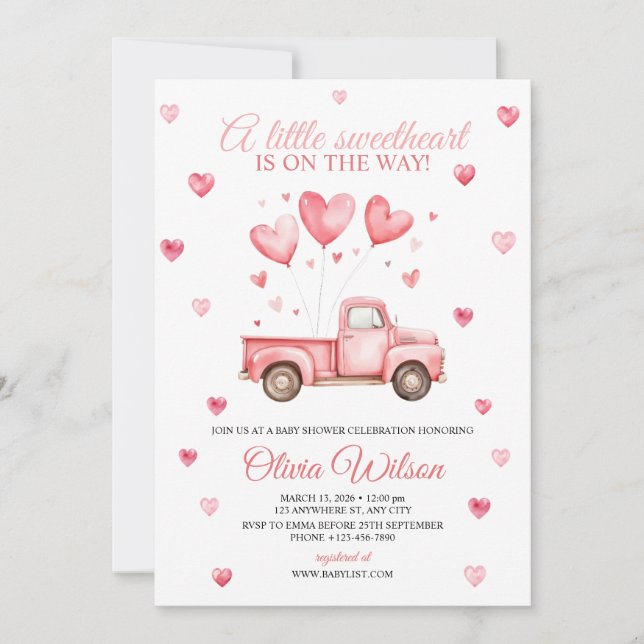 Convite A Little Sweetheart Baby Shower Invitation  (Frente)