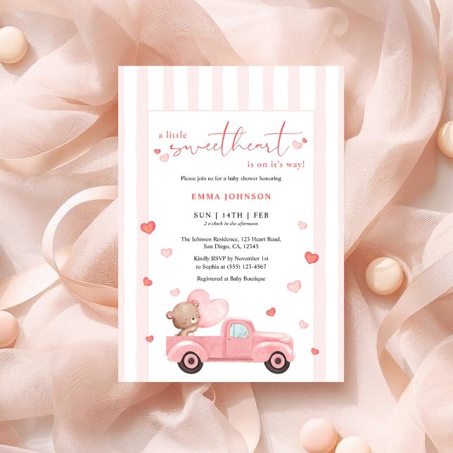 Convite A Little Sweetheart Bear Valentine Baby Shower (Criador carregado)