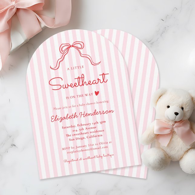 Convite A Little Sweetheart Bow Valentine's Baby Shower (Criador carregado)