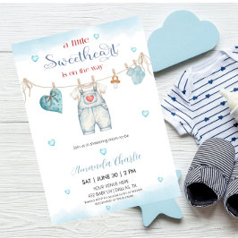 Convite A little sweetheart clothesline Boy baby shower