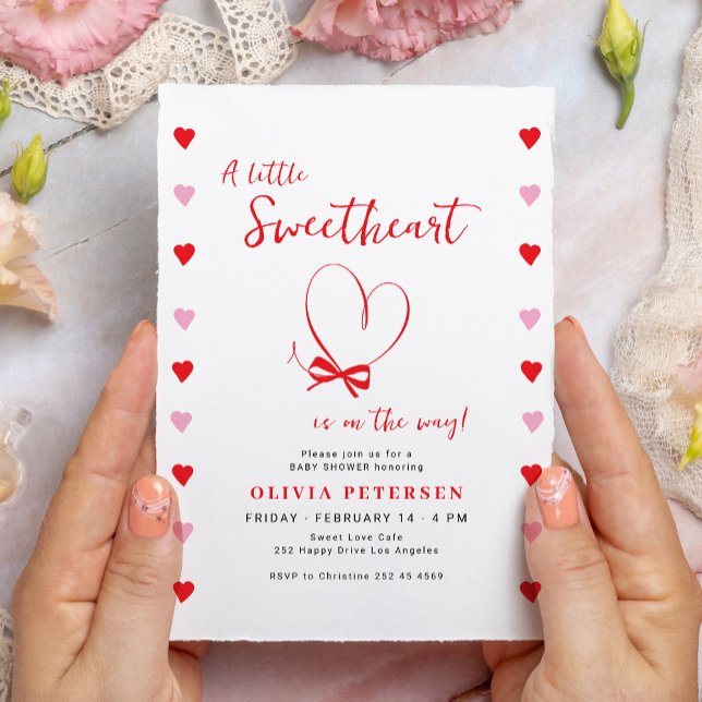 Convite A little sweetheart cute Valentines baby shower (Criador carregado)