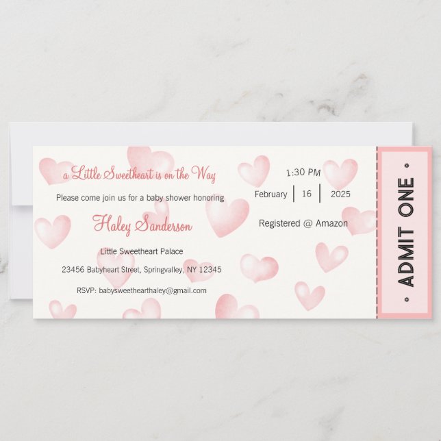 Convite A Little Sweetheart is on the Way Invitation (Frente)