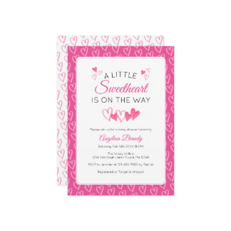 Convite A Little SweetHeart Valentine Hearts Baby Shower