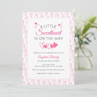 Convite A Little SweetHeart Valentine Hearts Baby Shower