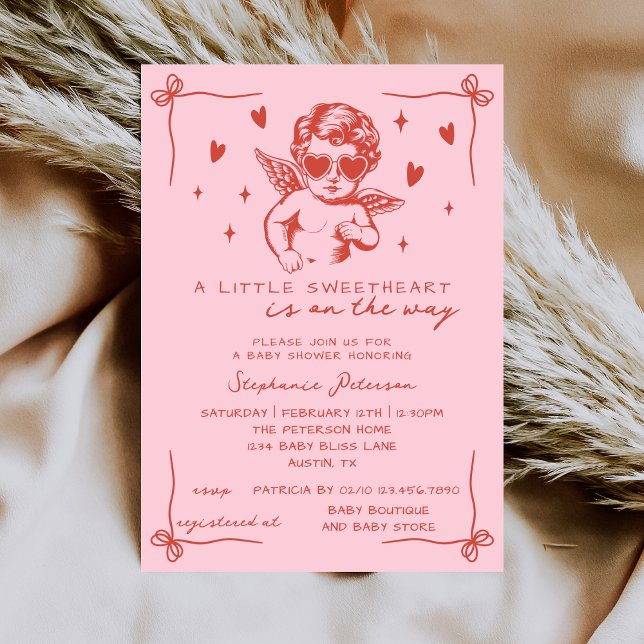 Convite A Little Sweetheart Valentine’s Cupid Baby Shower (Criador carregado)