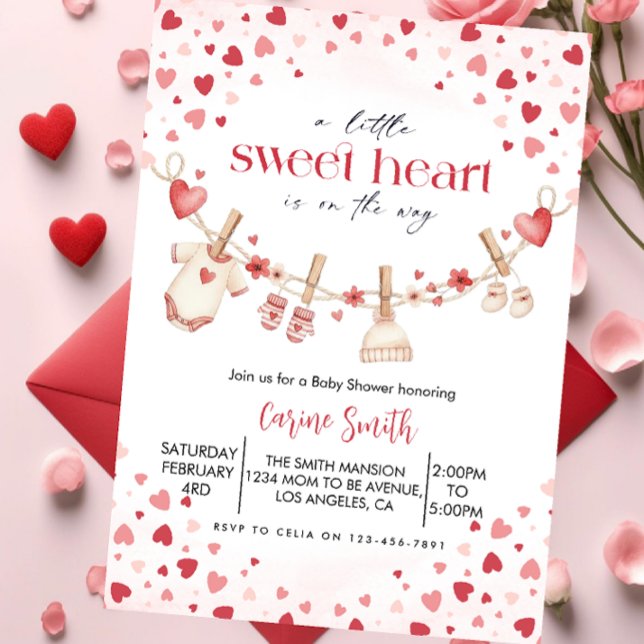 Convite A  Little Sweetheart valentine's Baby Shower   (Criador carregado)