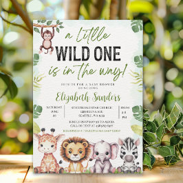 Convite A Little Wild One is On the Way - Baby shower boy