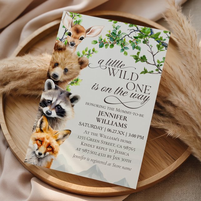 Convite A Little Wild One Woodland Animals Baby Shower (Criador carregado)