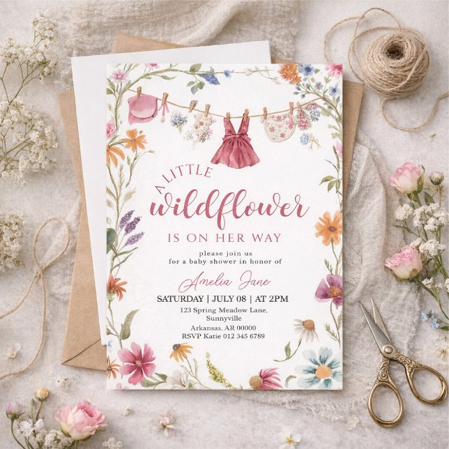 Convite a little wildflower baby shower (Criador carregado)