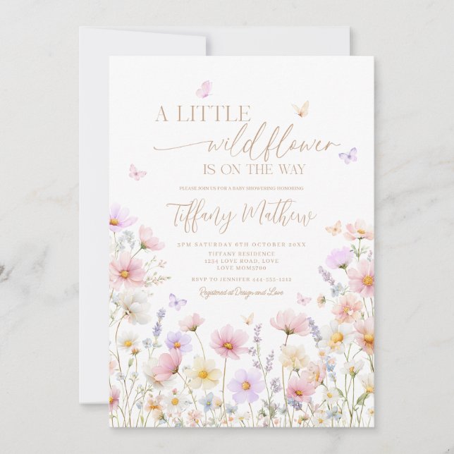 Convite A Little Wildflower Baby Shower Invitation  (Frente)
