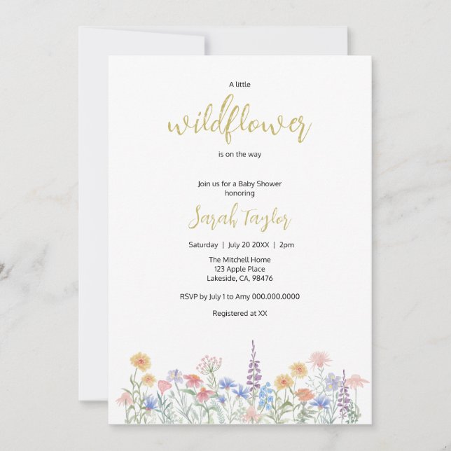Convite A little Wildflower Baby Shower Invitation (Frente)