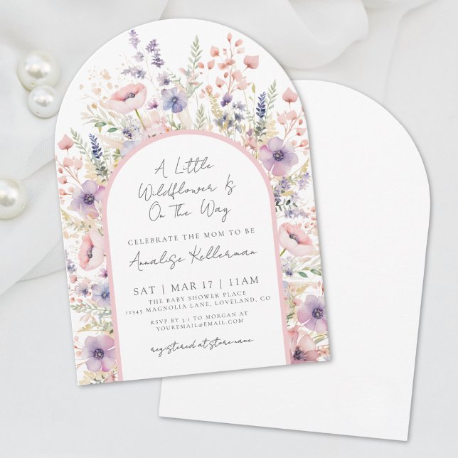 Convite A Little Wildflower Floral Baby Shower (A Little Wildflower Floral Baby Shower Invitation)