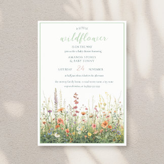Convite A Little Wildflower Girl Boho Baby Shower