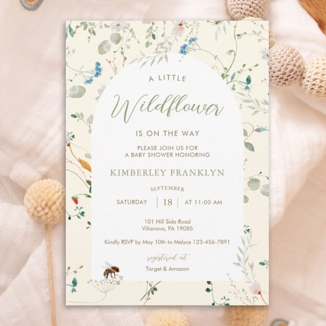 Convite A little Wildflower Wild Flower Bee Baby Shower (Criador carregado)