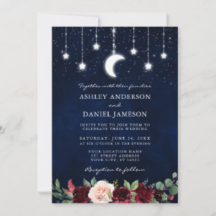 Convite A lua celestial Stars o casamento floral das luzes