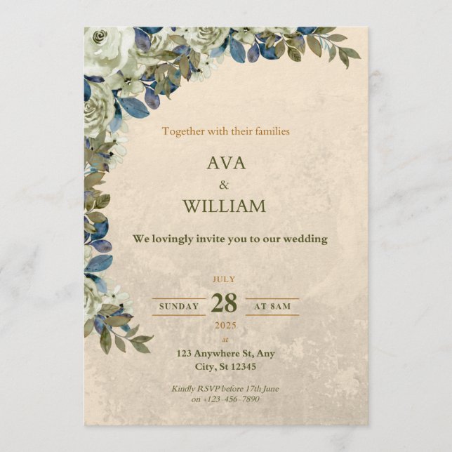 Convite A luxurious and stylish wedding invitation  (Frente)
