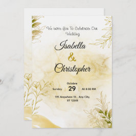 Convite A luxurious wedding invitation in elegant gold
