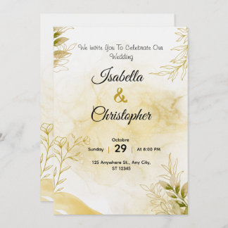 Convite A luxurious wedding invitation in elegant gold