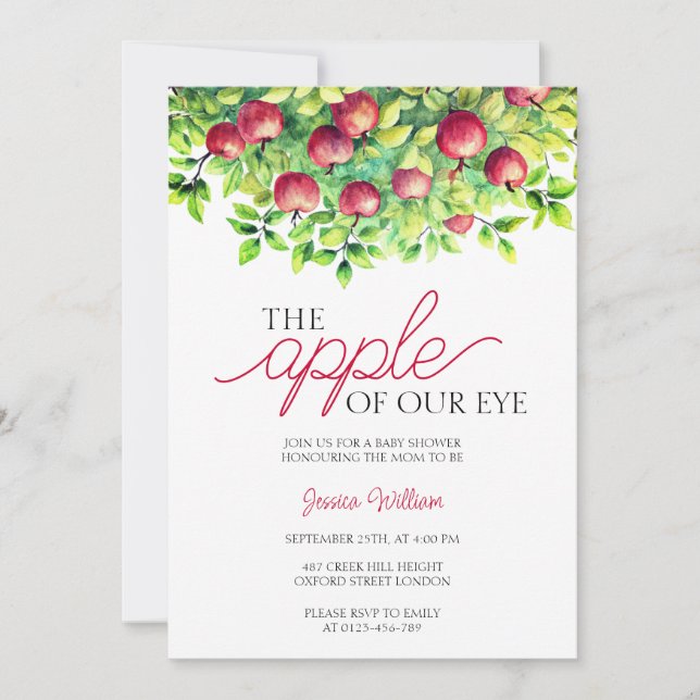 Convite A Maçã do Nosso Chá de fraldas de Ação de Graças (Frente)