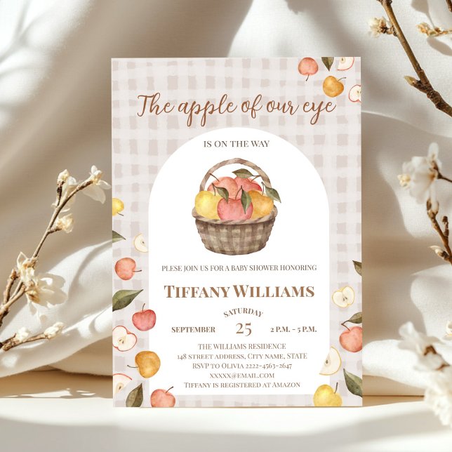 Convite A Maçã do nosso Chá de fraldas de queda (The apple of our eye autumn fall baby shower rustic invitation )