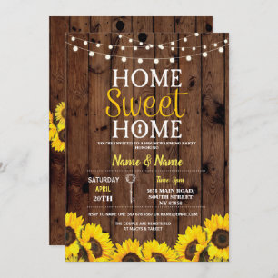 Convite A madeira Home doce do Housewarming do girassol