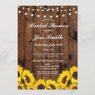 Convite A madeira rústica do girassol do partido de chá de