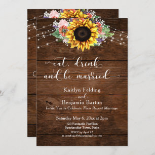 Convite A Madeira Rústica Girassol Come e Casa