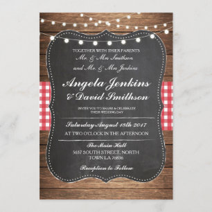 Convite A madeira rústica Wedding do giz ilumina o celeir