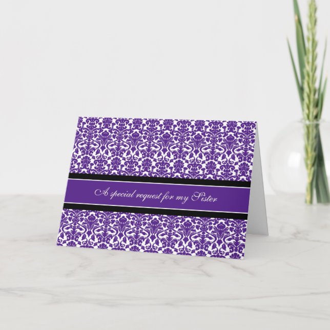 Convite à Madrinha de casamento Irmã Plum Damask (Frente)