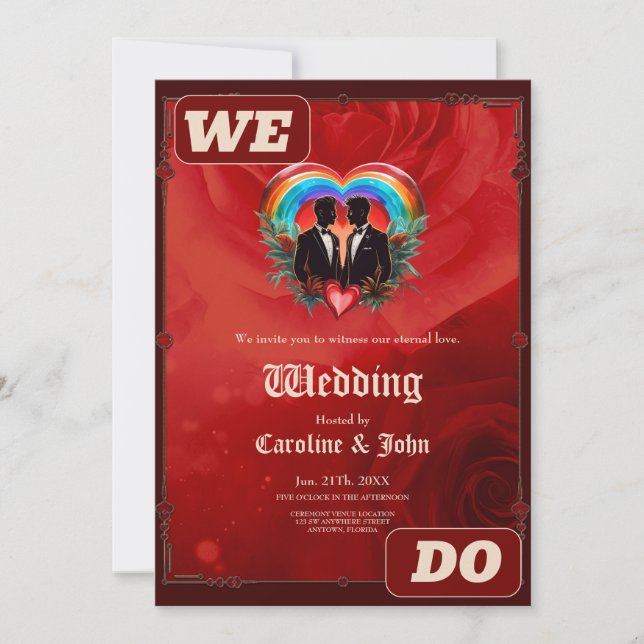 Convite A magia do momento: elegantes gay silhuetas. (Frente)