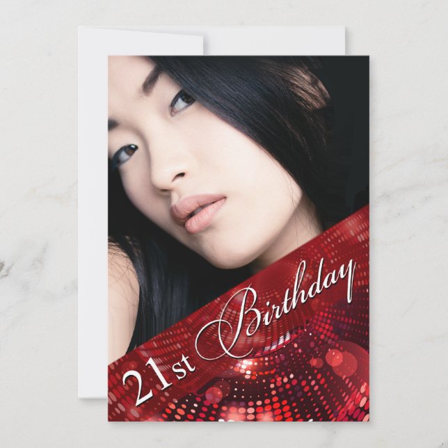 Convite A mágica ilumina a menina do aniversário de 21 (Frente)